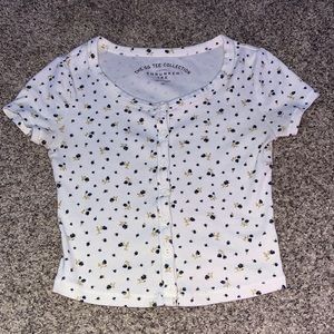 floral white baby tee